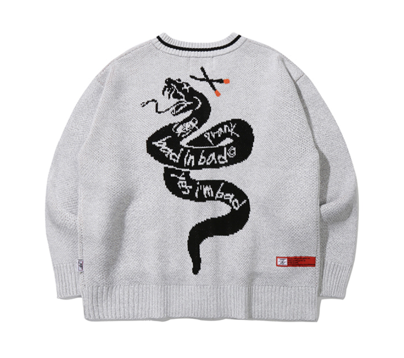 ベドインベド(BADINBAD) PRANK SNAKE CARDIGAN_LIGHT GREY