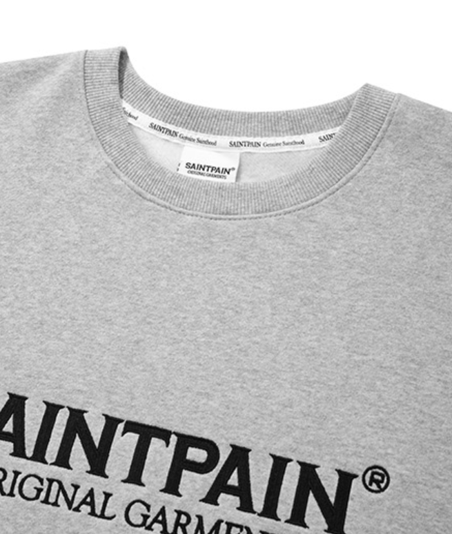 セイントペイン(SAINTPAIN)  SP ORIGINAL LOGO CREWNECK-MELANGE GRAY