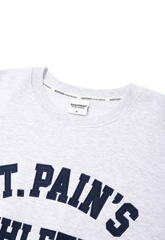 セイントペイン(SAINTPAIN)  SP ATHLETIC LOGO CREWNECK-ASH MELANGE