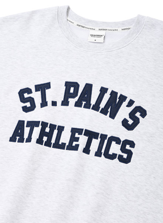 セイントペイン(SAINTPAIN)  SP ATHLETIC LOGO CREWNECK-ASH MELANGE