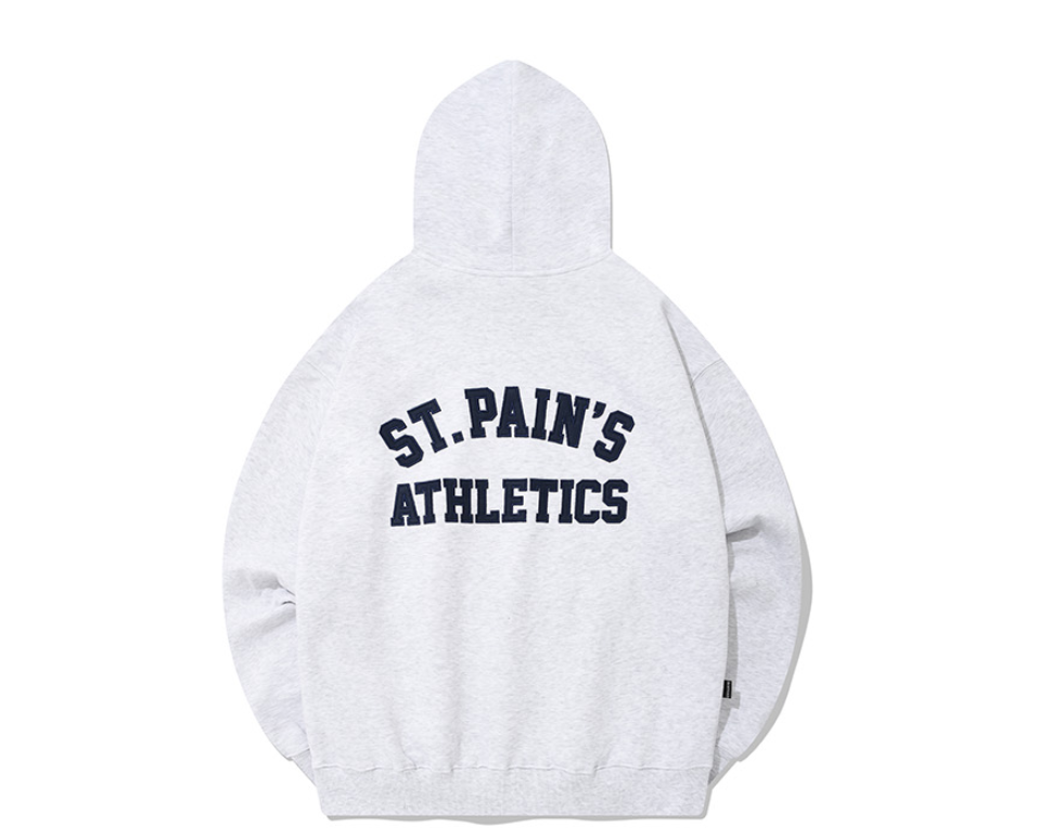 セイントペイン(SAINTPAIN)  SP ATHLETIC LOGO HOOD-ASH MELANGE