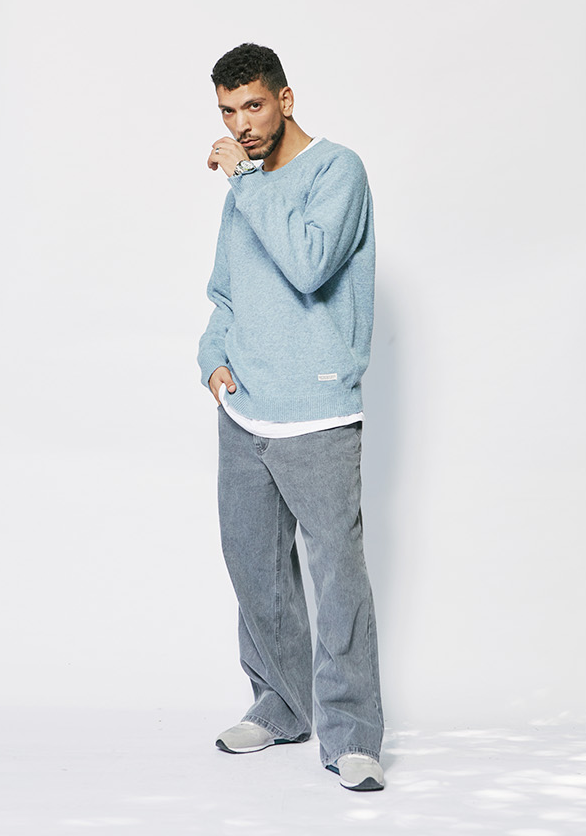 セイントペイン(SAINTPAIN) SP FINE WOOL LOOSE FIT KNIT-BLUE
