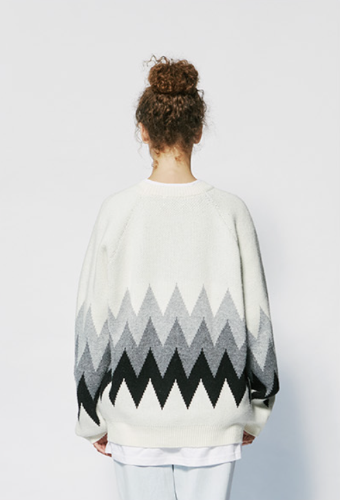 セイントペイン(SAINTPAIN) SP FINE WOOL ZIGZAG KNIT-IVORY