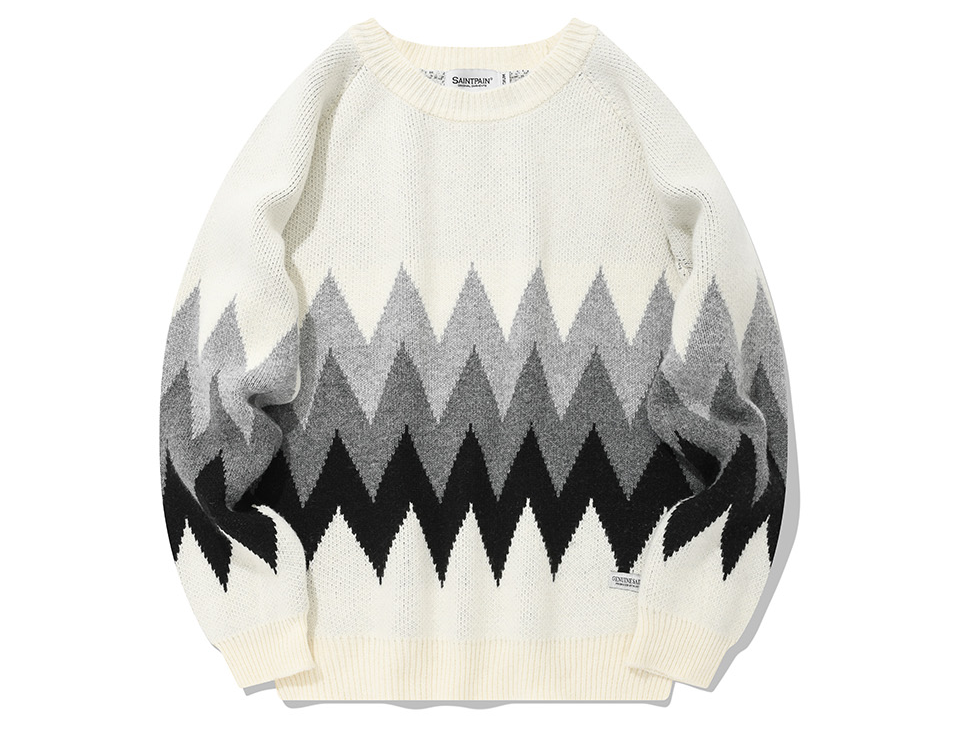 セイントペイン(SAINTPAIN) SP FINE WOOL ZIGZAG KNIT-IVORY