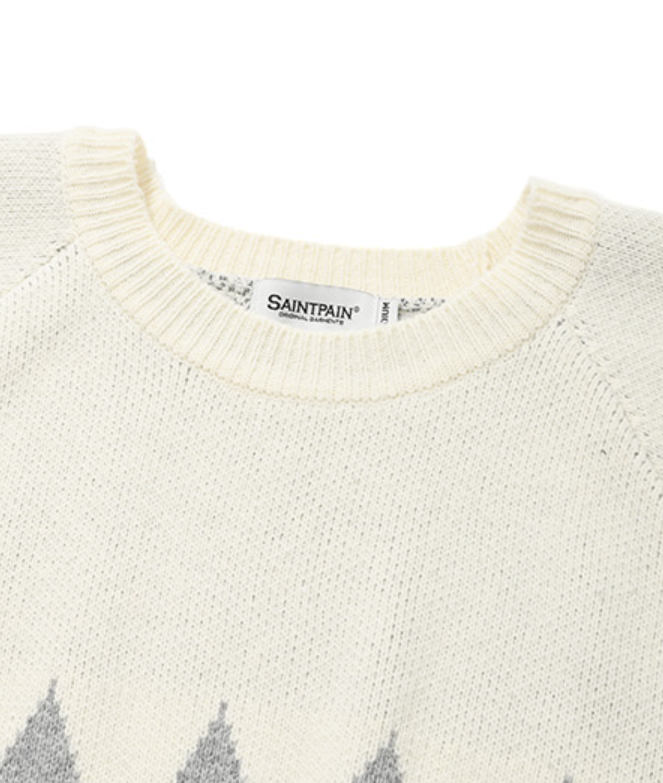 セイントペイン(SAINTPAIN) SP FINE WOOL ZIGZAG KNIT-IVORY