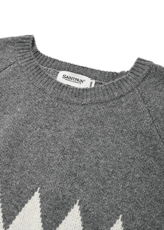セイントペイン(SAINTPAIN) SP FINE WOOL ZIGZAG KNIT-CHARCOAL