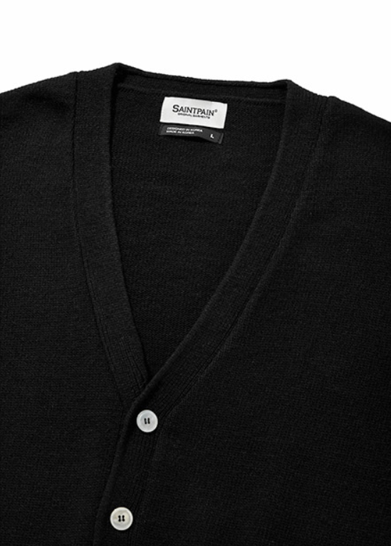セイントペイン(SAINTPAIN) SP FINE WOOL LOOSE FIT CARDIGAN-BLACK