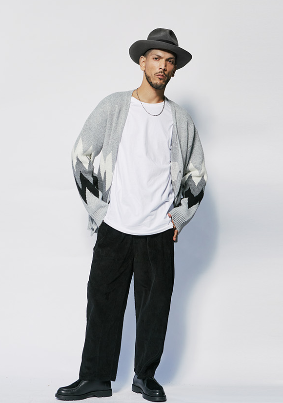セイントペイン(SAINTPAIN) SP FINE WOOL ZIGZAG CARDIGAN-GRAY