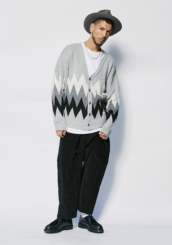 セイントペイン(SAINTPAIN) SP FINE WOOL ZIGZAG CARDIGAN-GRAY