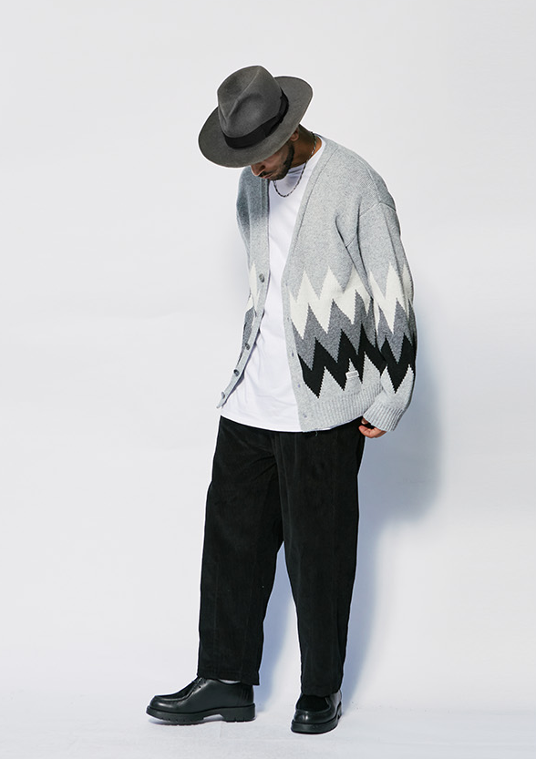 セイントペイン(SAINTPAIN) SP FINE WOOL ZIGZAG CARDIGAN-GRAY