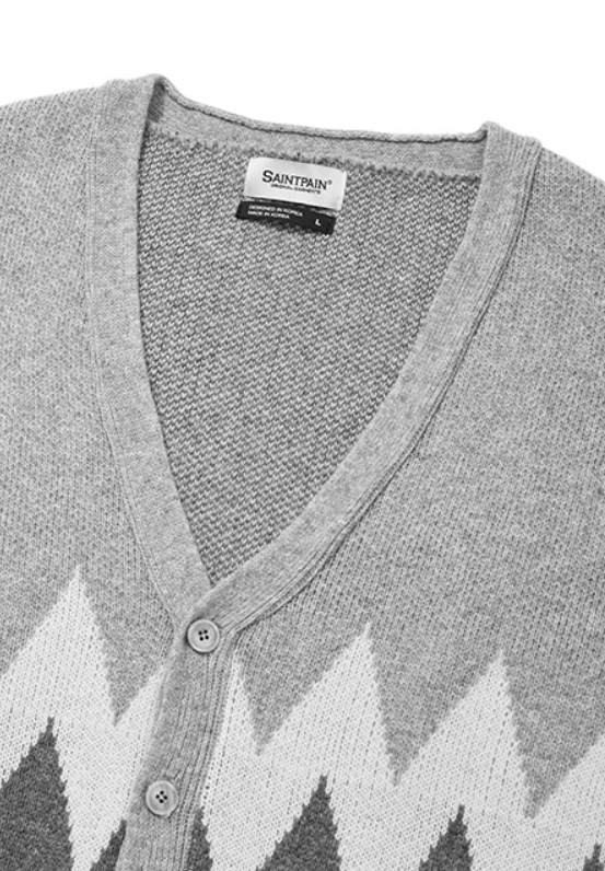 セイントペイン(SAINTPAIN) SP FINE WOOL ZIGZAG CARDIGAN-GRAY