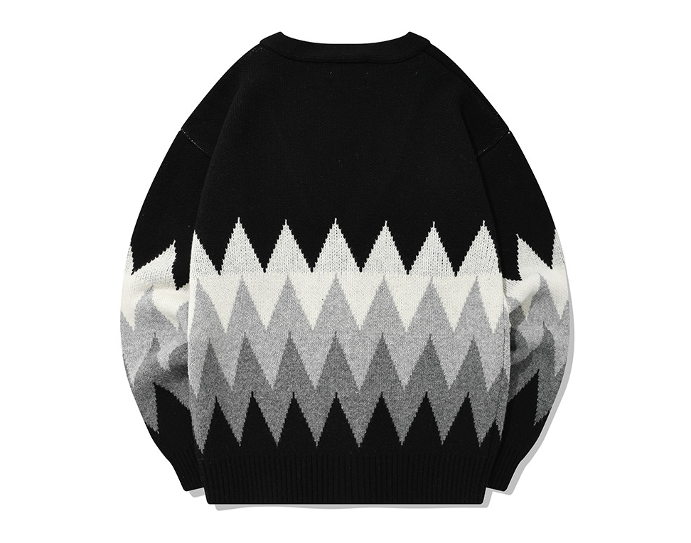 セイントペイン(SAINTPAIN) SP FINE WOOL ZIGZAG CARDIGAN-BLACK