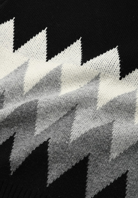 セイントペイン(SAINTPAIN) SP FINE WOOL ZIGZAG CARDIGAN-BLACK
