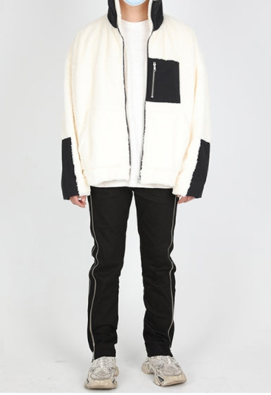 ランベルシオ(LANG VERSIO) 324 WH&BK fleece jacket