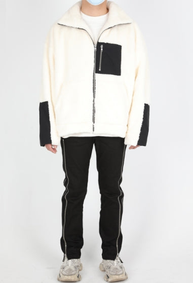 ランベルシオ(LANG VERSIO) 324 WH&BK fleece jacket