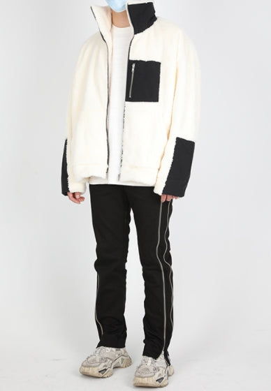 ランベルシオ(LANG VERSIO) 324 WH&BK fleece jacket