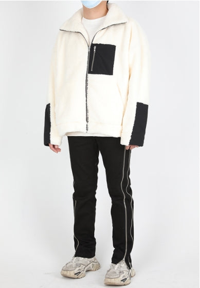 ランベルシオ(LANG VERSIO) 324 WH&BK fleece jacket