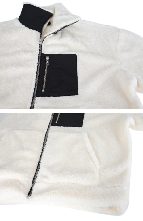 ランベルシオ(LANG VERSIO) 324 WH&BK fleece jacket
