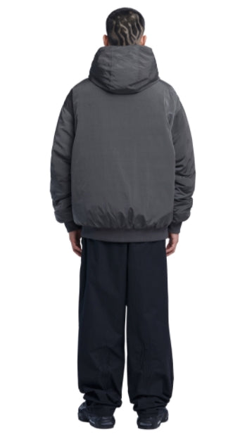 NOMANUAL(ノーマニュアル) NYLON PADDED HOODED ZIP UP JACKET - CHARCOAL