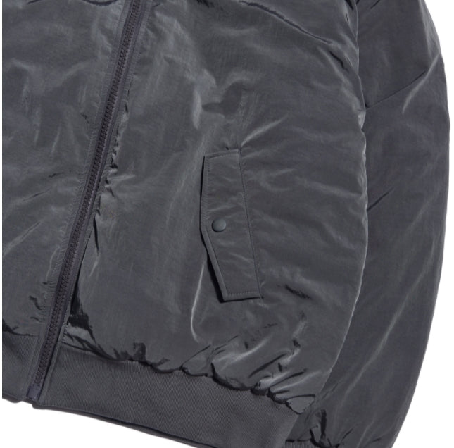 NOMANUAL(ノーマニュアル) NYLON PADDED HOODED ZIP UP JACKET - CHARCOAL