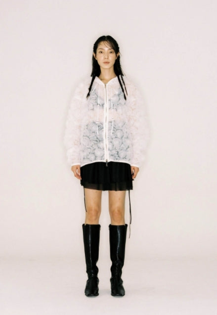 nache(ナチェ)  CHIFFON HOODIE ZIP-UP