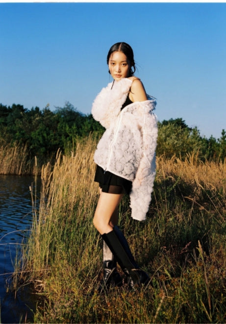 nache(ナチェ)  CHIFFON HOODIE ZIP-UP