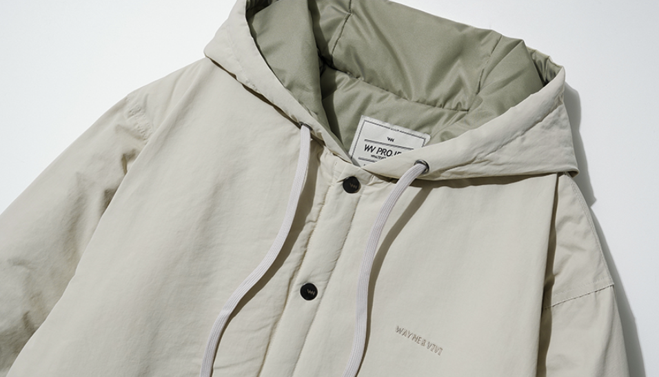 ダブルユーブイプロジェクト(WV PROJECT) Woven Hooded Coach Jacket Beige JIOT7540