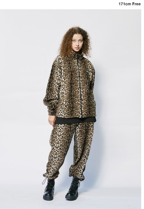セイントペイン(SAINTPAIN)  SP LEOPARD FLEECE TRAINING PANTS-BEIGE