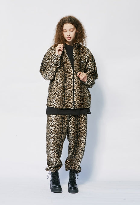 セイントペイン(SAINTPAIN)  SP LEOPARD FLEECE TRAINING PANTS-BEIGE