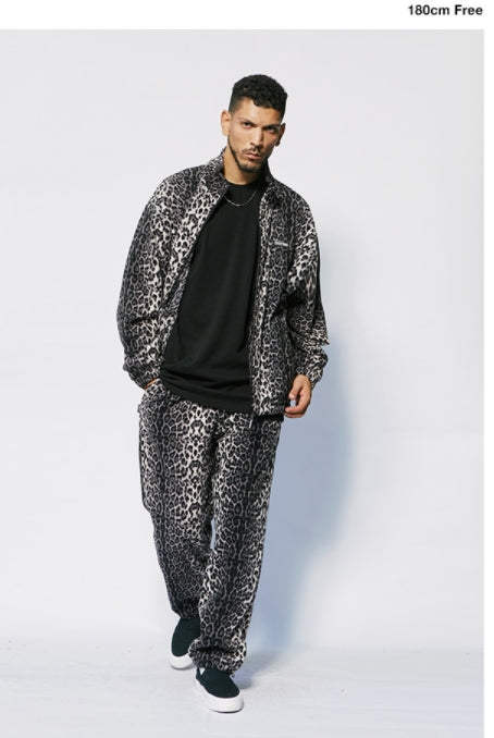 セイントペイン(SAINTPAIN)  SP LEOPARD FLEECE TRAINING PANTS-BLACK