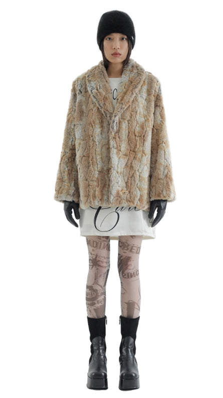 curetty (キュリティー) C ECO FUR SHAWL COLLAR JACKET_BROWN