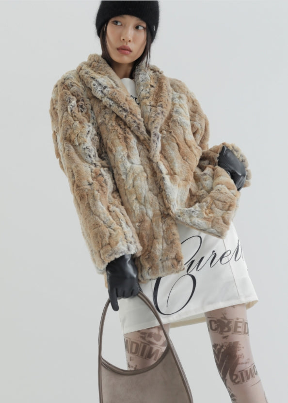 curetty (キュリティー) C ECO FUR SHAWL COLLAR JACKET_BROWN