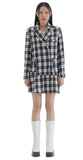 curetty (キュリティー) C CHECKED DOUBLE BUTTON JACKET_WHITE