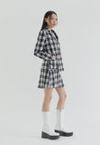 curetty (キュリティー) C CHECKED DOUBLE BUTTON JACKET_WHITE