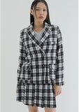 curetty (キュリティー) C CHECKED DOUBLE BUTTON JACKET_WHITE