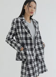 curetty (キュリティー) C CHECKED DOUBLE BUTTON JACKET_WHITE