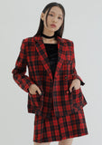 curetty (キュリティー) C CHECKED DOUBLE BUTTON JACKET_RED