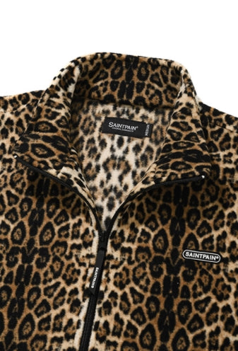 セイントペイン(SAINTPAIN)  SP LEOPARD FLEECE ZIP JACKET-BEIGE