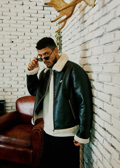 セイントペイン(SAINTPAIN)  SP VEGAN LEATHER SHEARlING JACKET-IVORY