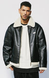セイントペイン(SAINTPAIN)  SP VEGAN LEATHER SHEARlING JACKET-IVORY