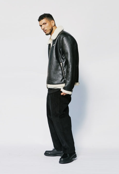 セイントペイン(SAINTPAIN)  SP VEGAN LEATHER SHEARlING JACKET-IVORY