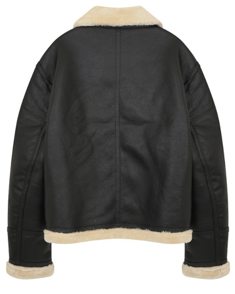 セイントペイン(SAINTPAIN)  SP VEGAN LEATHER SHEARlING JACKET-IVORY
