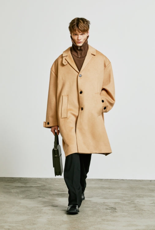 SSY(エスエスワイ)  collar up single overfit coat beige