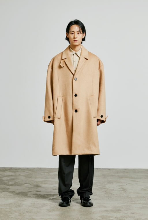 SSY(エスエスワイ)  collar up single overfit coat beige