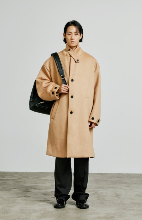 SSY(エスエスワイ)  collar up single overfit coat beige