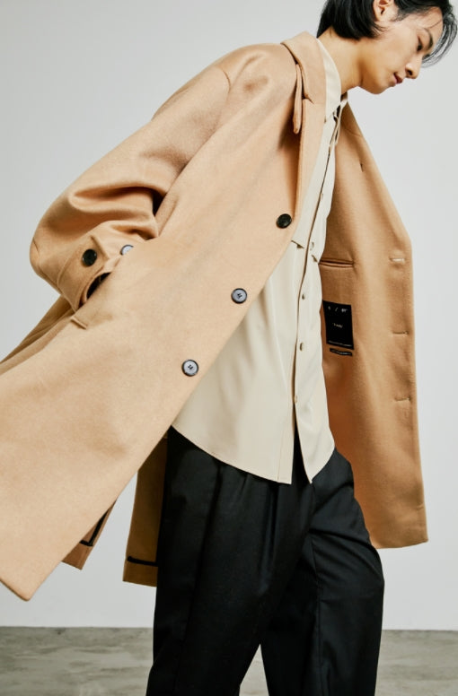SSY(エスエスワイ)  collar up single overfit coat beige