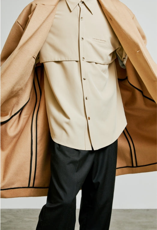 SSY(エスエスワイ)  collar up single overfit coat beige