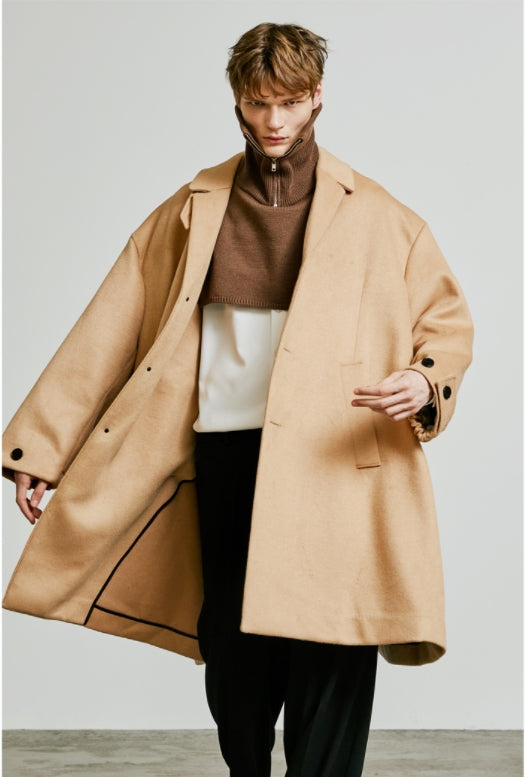 SSY(エスエスワイ)  collar up single overfit coat beige