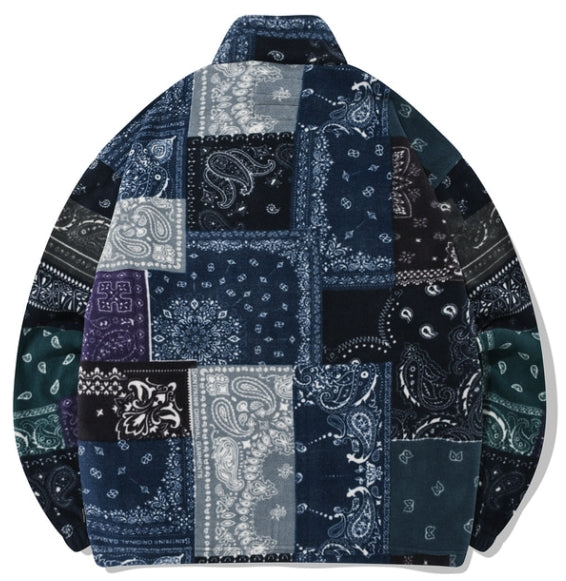セイントペイン(SAINTPAIN) SAINTPAIN X QUIETIST PAISLEY MIX POLAR FLEECE JACKET-BLUE
