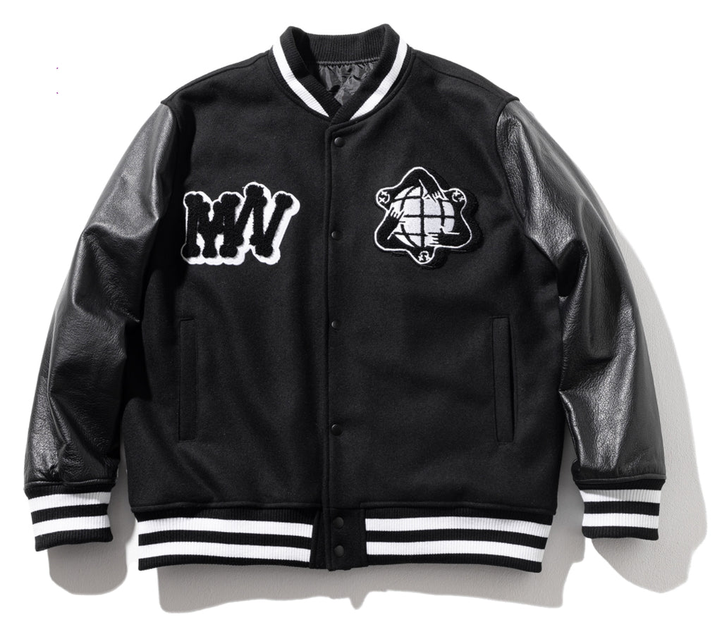 マスノウン(MASSNOUN) DIVERSITY REAL VARSITY JACKET MWOJK001-BK